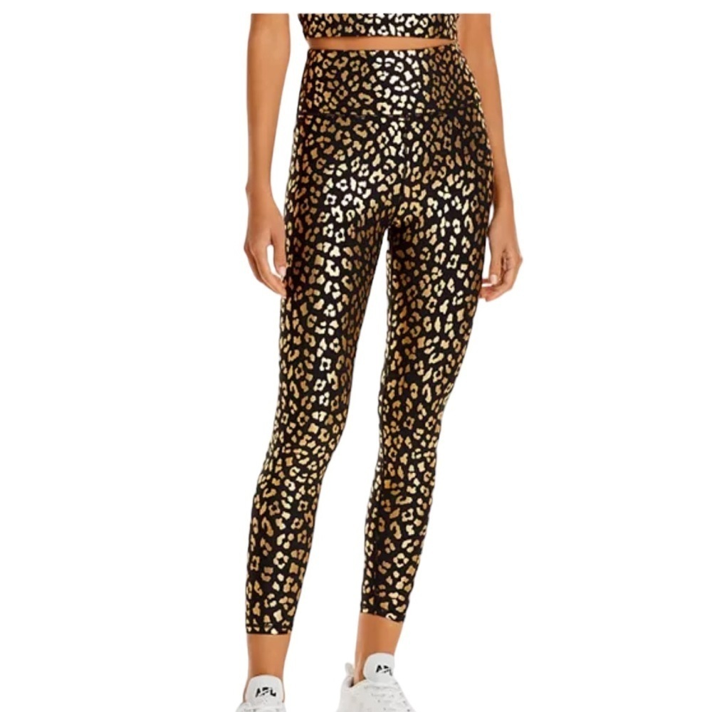 Aqua black and gold animal print 7/8 leggings.